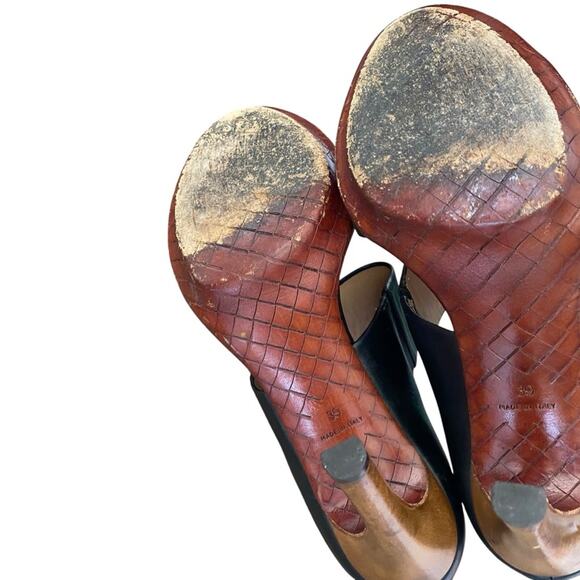 Bottega Veneta Black Leather Strap Zipper Heeled Sandal Heels size 39 size 9 - Picture 11 of 14